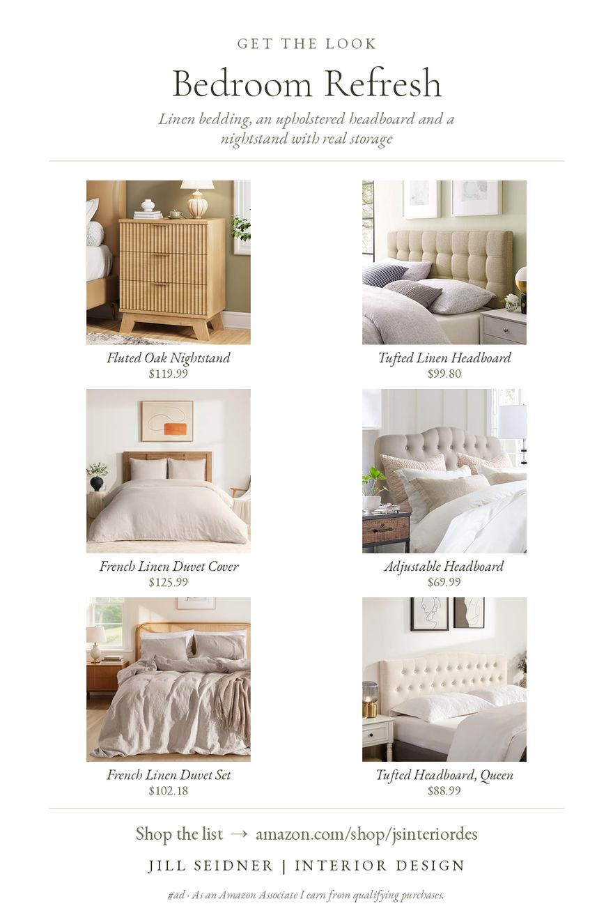 Bedroom Refresh board by Jill Seidner Interior Design