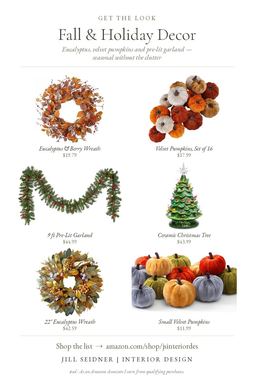 Fall & Holiday Decor board by Jill Seidner Interior Design