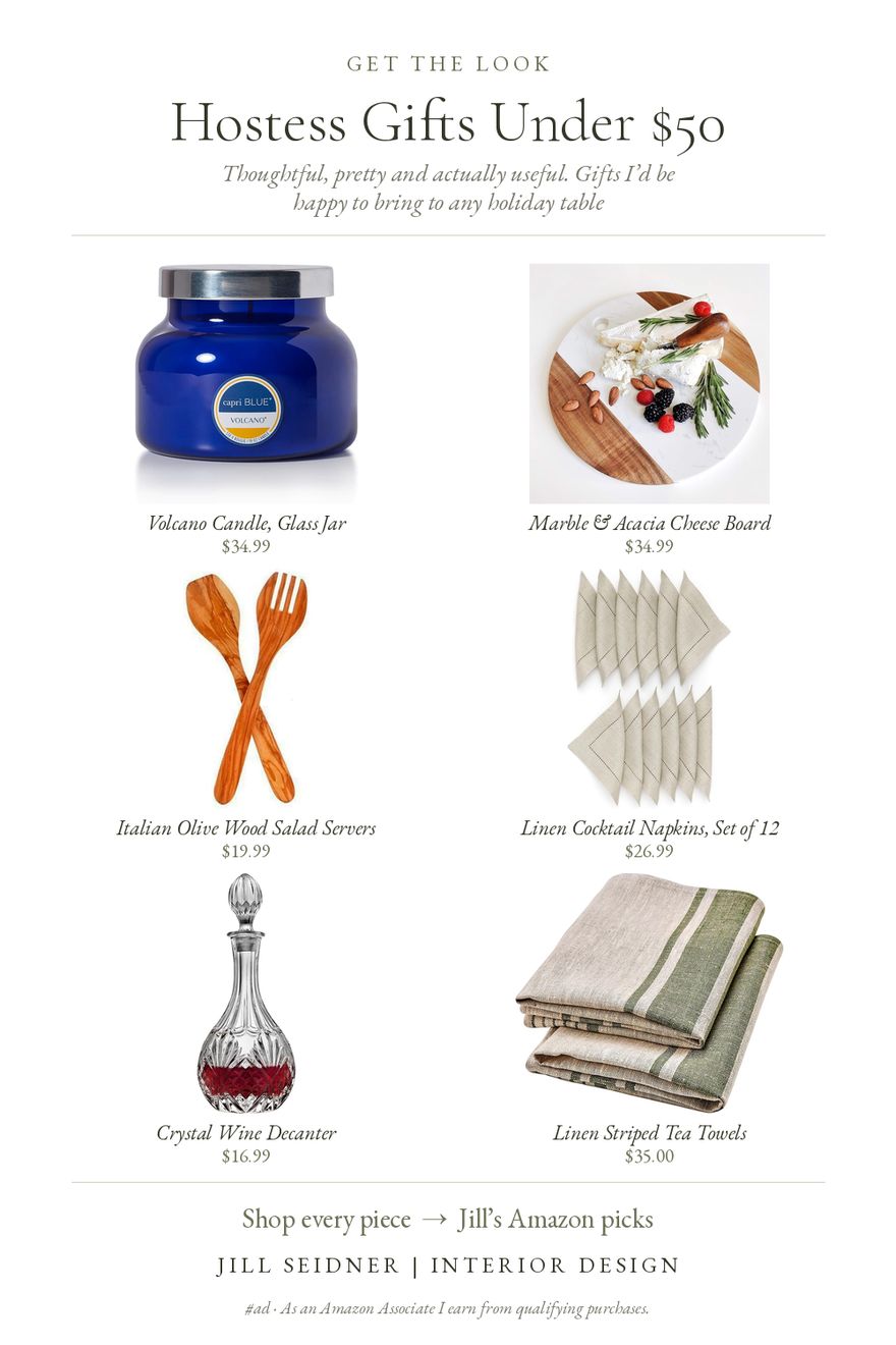 Hostess Gifts Under $50 board by Jill Seidner Interior Design