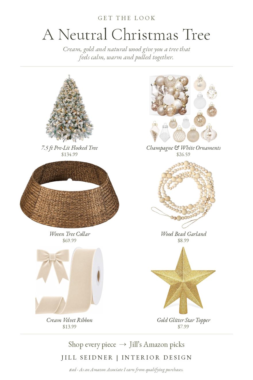 A Neutral Christmas Tree board by Jill Seidner Interior Design