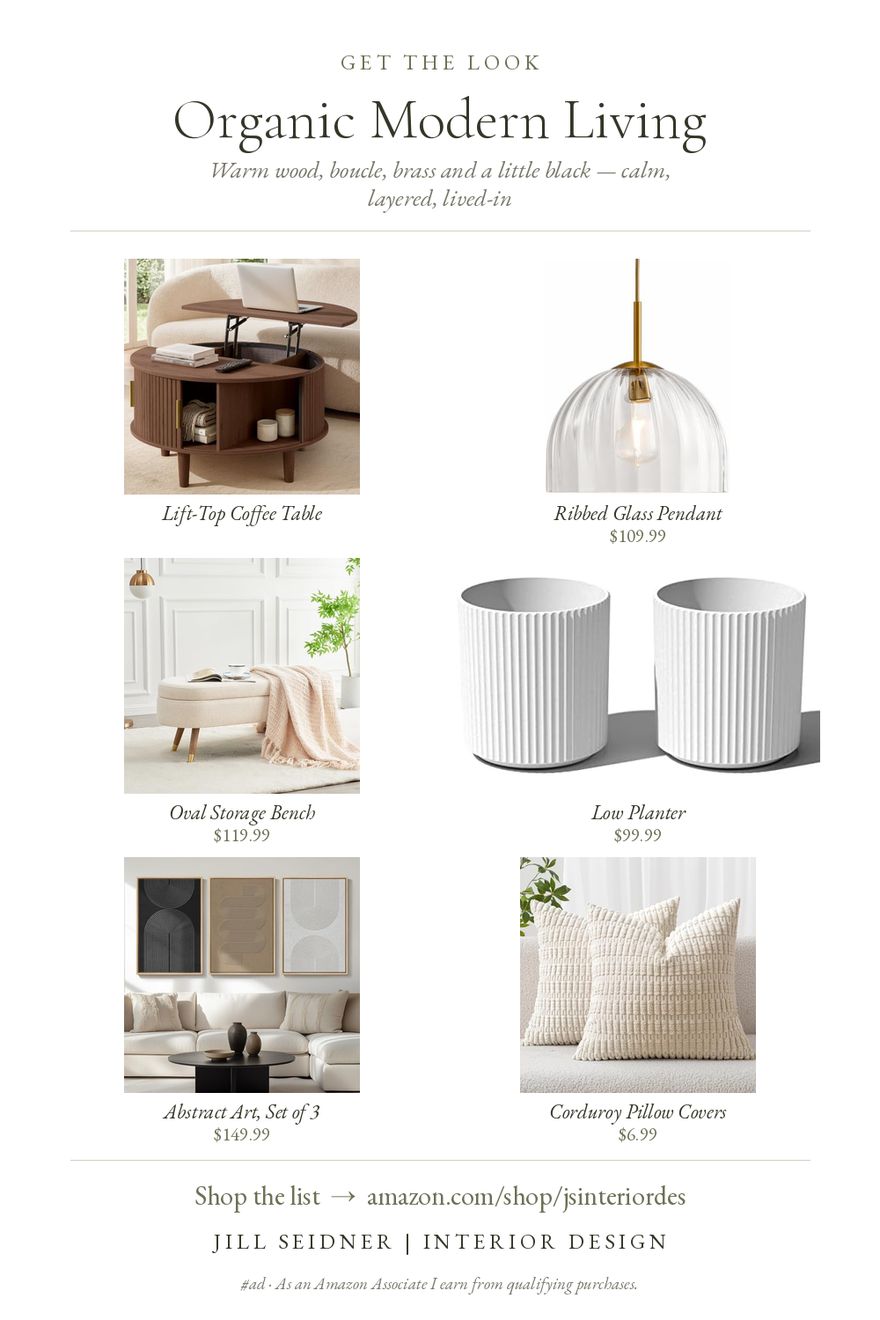 Organic Modern Living board by Jill Seidner Interior Design