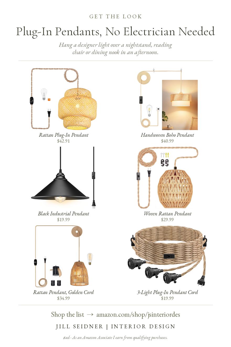 Plug-In Pendants, No Electrician Needed board by Jill Seidner Interior Design