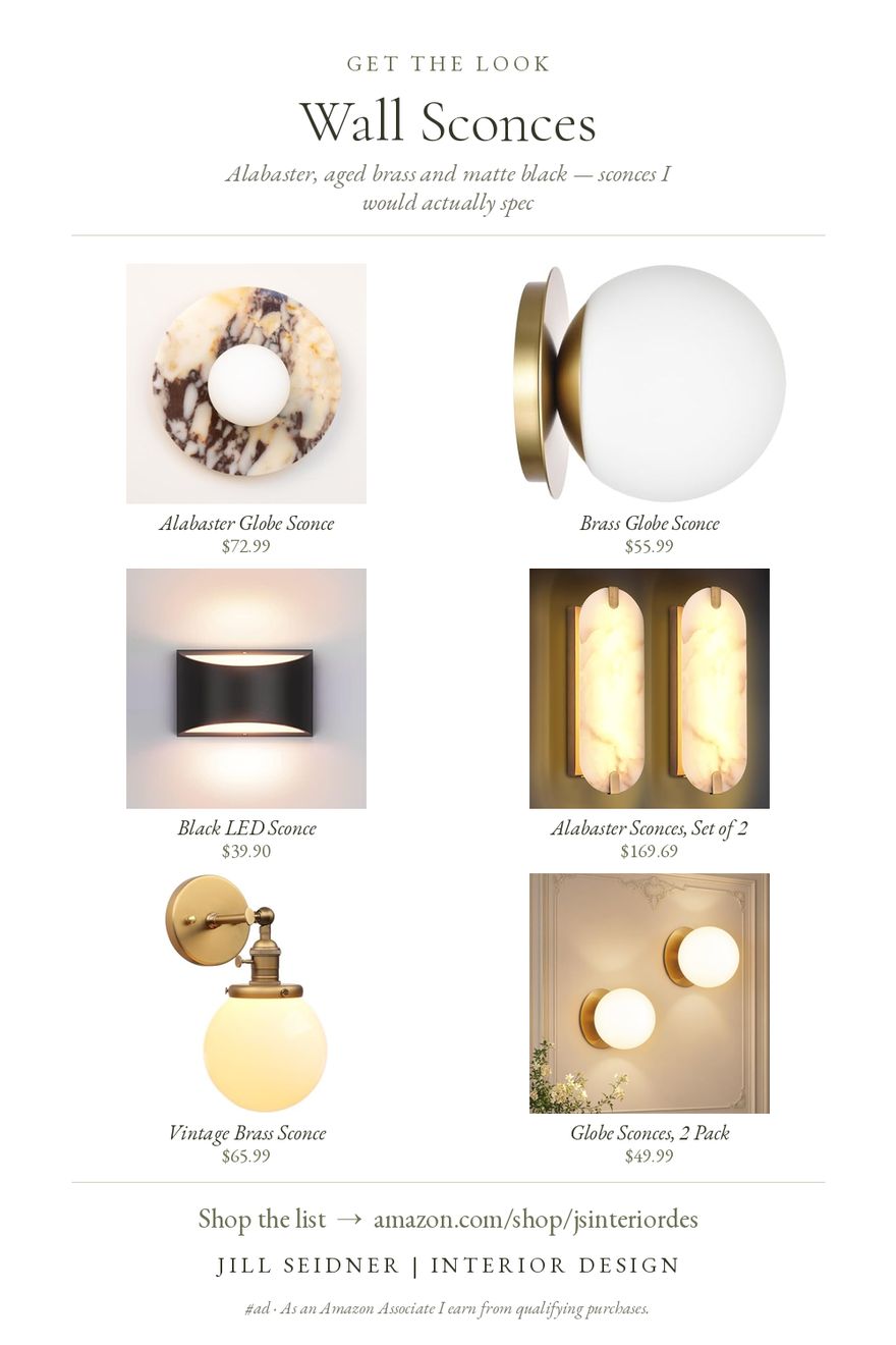 Wall Sconces board by Jill Seidner Interior Design